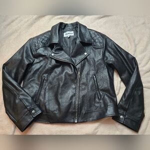 Steve Madden Biker Quilted Black Faux Leather Jacket Size XLarge